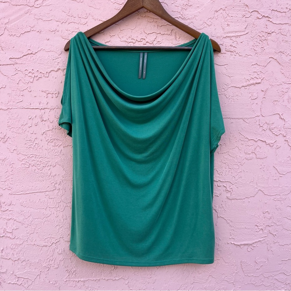 Anthropologie Green Cold Shoulder Shirt Size Medium
